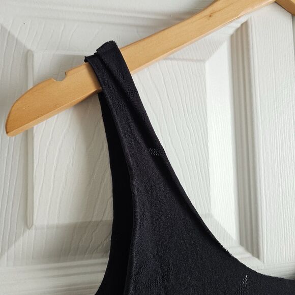 Savage X Fenty Ribbon Play Seamless Knit Slip Dress Black Plus Size 1X-3X - Picture 7 of 9